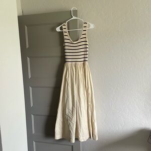 Moon River Ribbed Knit Top with Black Stripes